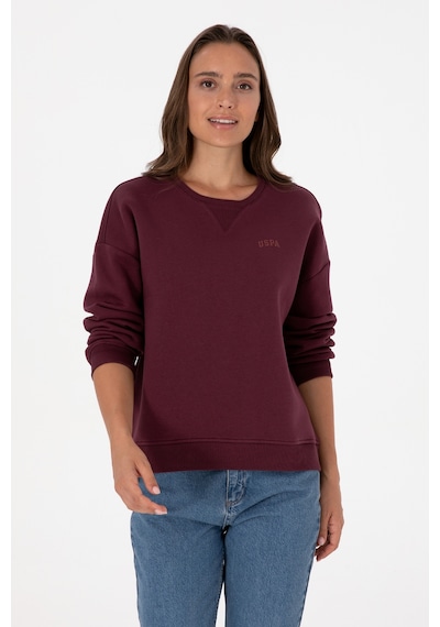 U.S. Polo Assn. Kadın Bordo Şardonlu Bisiklet Yaka Basic Sweatshırt 50313586-VR177
