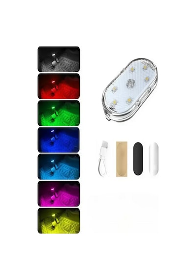 Araç Ve Dolap İçi Rgb Işık Şarjlı Dokunmatik Led Lamba Işık RGB