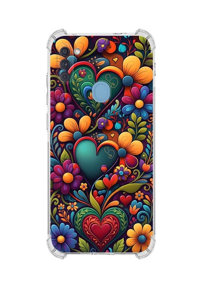 Printify Samsung Galaxy M11 İle Uyumlu Düşlerin Dansı Serisi Çiçeklerin Dansı Tasarımlı Uv Baskılı Köşe Korumalı Antişok Kılıf Şeffaf