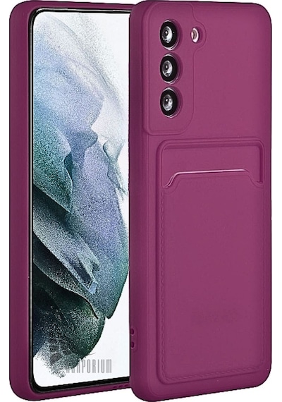 Samsung Uyumlu Galaxy A55  Kartlıklı Silikon Kılıf Kamera Korumalı Esnek Pastel Kapak - Bordo