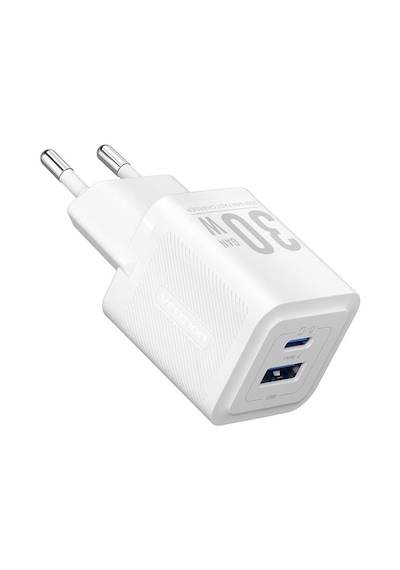 Vention 30w Gan Çift Çıkışlı 1xusb-c 30w + 1xusb-a 30w Hızlı Şarj Cihazı İphone Uyumlu Beyaz