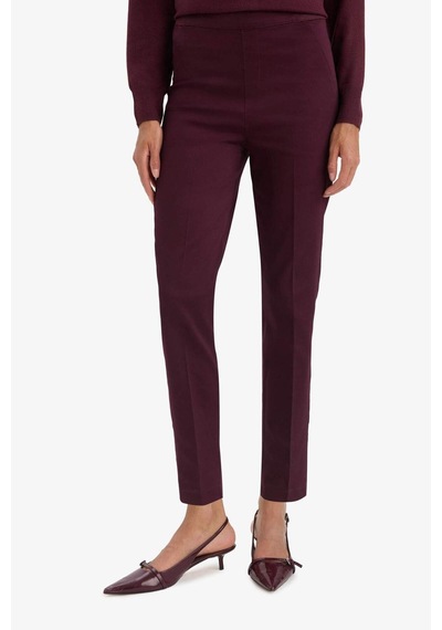 Defacto Sigaret Normal Bel Düz Paça Saten Pantolon J8743az25wnbr228 Bordo-br228