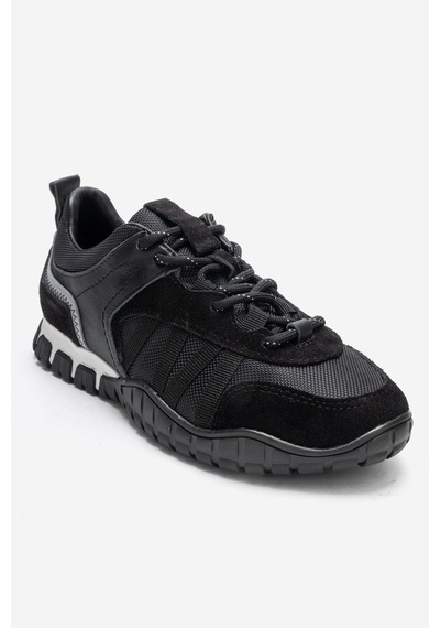 Fıera Siyah Hakiki Deri Fileli Kadın Günlük Sneaker Siyah