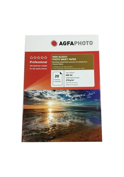 Özel Üretim Belge Ofis Kırtasiye Agfaphoto Fotoğraf Kağıdı 270gr 20'li A4 Inkjet Kağıt Parlak