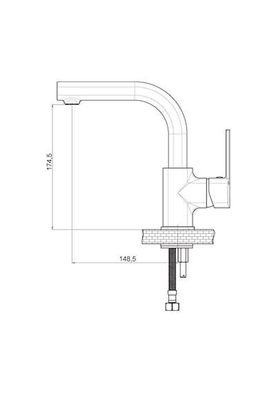Gpd Pedra Tek Gövde Lavabo Bataryas Mtl160-s Siyah