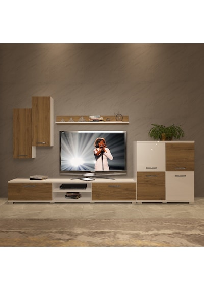 Decoraktiv Eko 6 Mdf Dvd Tv Ünitesi Tv Sehpası - Beyaz Pera Beyaz - Meşe