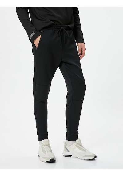 Koton Spor Eşofman Altı Jogger Beli Bağcıklı Dikiş Detaylı Cepli Siyah 4sam40003nk 4SAM40003NK999 Siyah
