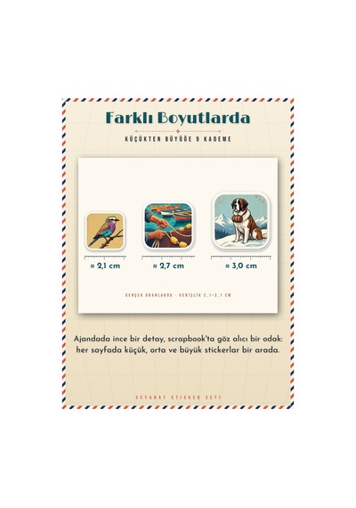 Seyahat Sticker Seti 400+ Adet Travel Retro Şehir 9 Farklı Boy Ajanda Planner Scrapbook Journal A4 Çok Renkli