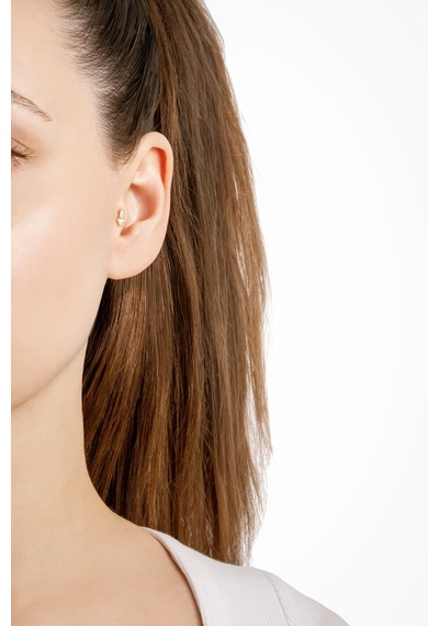 Baget Kesim 18 Ayar Sarı Altın Kaplama Gümüş Tragus-helix Piercing Sarı