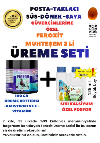 Güvercinler Için Üreme Seti Premium Kızıştırıcı 100 Gr Ve Yumurtlarıcı 125ml Kısa Sürede Gözle Görülür Sonuç Verir