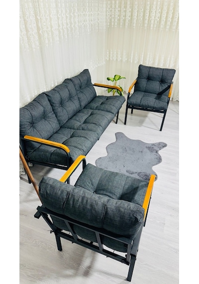 Madame Home Defne Balkon, Bahçe, Cafe - Metal Kanepe Koltuk Takımı - 3+1+1 Antrasit Madame Home Defne Balkon, Bahçe, Cafe - Metal Kanepe Koltuk Takımı - 3+1+1 Antrasit
