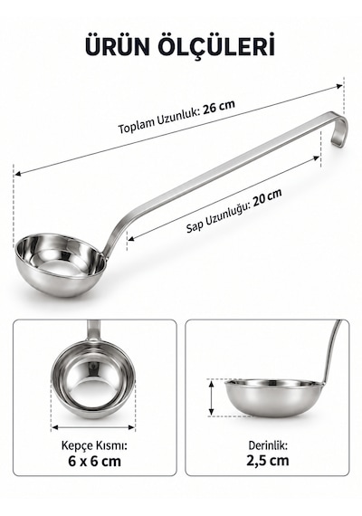 Endüstriyel Sos Kepçesi Paslanmaz Çelik Uzun Saplı Asılabilir Sıvı Dökme Servis Kepçesi Lokanta Restoran