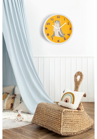 Sevimli Fok Balığı Çocuk Odası Duvar Saati - 30cm - Önü Camlı Beyaz Kasa - Sessiz Mekanizma-jh1096 Beyaz