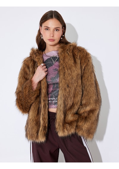 Koton Koton X İnji - Suni Kürk Kaban Oversize Kapüşonlu Düğmeli Cep Detaylı Kahverengi 5wal20003ık Kahve Koton Koton X İnji - Suni Kürk Kaban Oversize Kapüşonlu Düğmeli Cep Detaylı Kahverengi 5wal20003ık Kahve