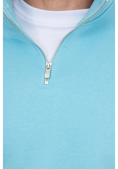 Tudors Unisex Relax Fit Rahat Kesim Pamuklu İçi Polarlı Yarım Fermuarlı Açık Mavi Dik Yaka Sweatshirt-35169 Cam Göbeği Tudors Unisex Relax Fit Rahat Kesim Pamuklu İçi Polarlı Yarım Fermuarlı Açık Mavi Dik Yaka Sweatshirt-35169 Cam Göbeği