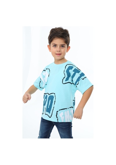 Toontoy Kids Toontoy Erkek Çocuk Stpo Baskılı Tişört Su Yeşili