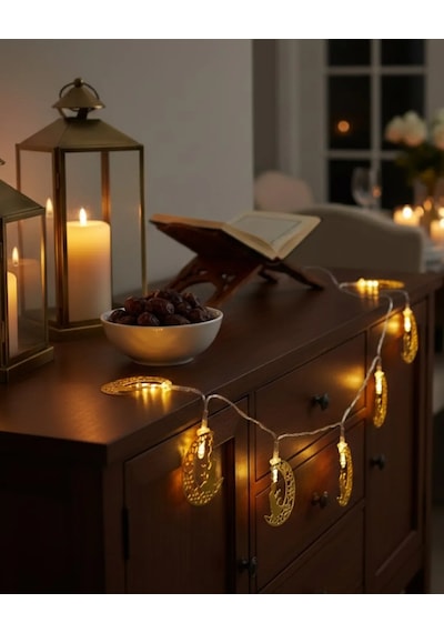 Secde Eden Adam Figürlü Ay Tasarımlı Ramazan Led Işık Diğer