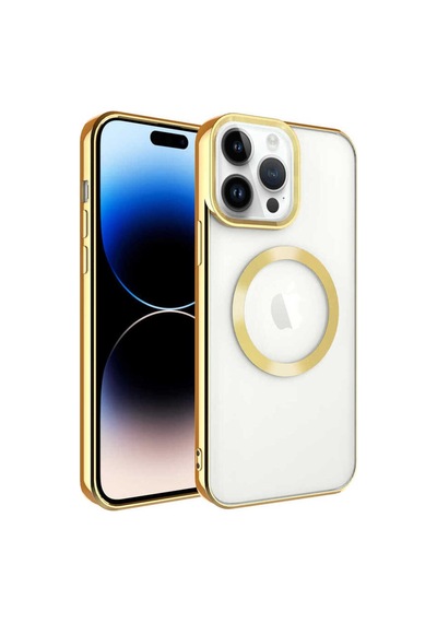 Apple iPhone Uyumlu 14 Pro Max Magsafe Wireless Şarj Özellikli Mrn Setro Silikon gold