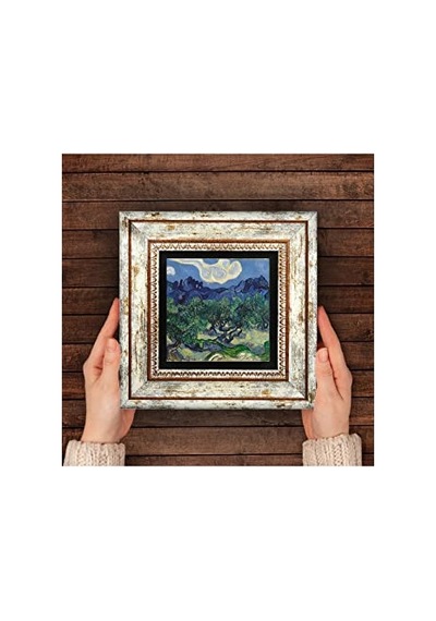 Van Gogh Zeytin Ağaçları Taş Duvar Tablosu - Çerçeveli Taş Tablo - Dekoratif Duvar Sanatı - Modern Ev Ve Ofis Du