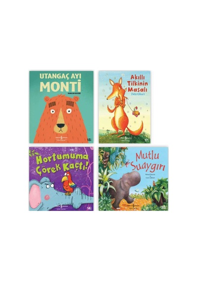 Hortumuma Çörek Kaçtı - Utangaç Ayı Monti - Akıllı Tilkinin Masalı - Mutlu Suaygırı - 4 Kitap Set