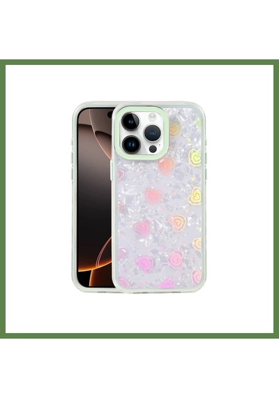 Bezos İphone 16 Pro Uyumlu Lumi Desenli Kapak - Yeşil Hb006