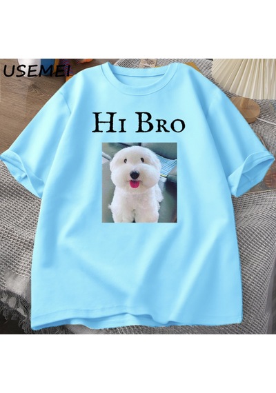 Flood Of Style Merhaba Bro Köpek Yavru T-shirt Tee Rahat Y2k Komik Meme Waitimgoated T Erkekler Kadın Mavi Flood Of Style Merhaba Bro Köpek Yavru T-shirt Tee Rahat Y2k Komik Meme Waitimgoated T Erkekler Kadın Mavi