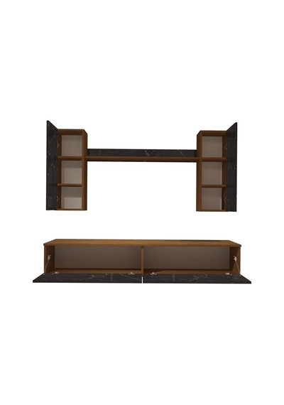 Decoraktiv Eko 5d Mdf Std Tv Ünitesi Tv Sehpası Ceviz - Siyah Mermer