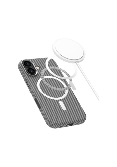 Buff Apple Uyumlu iPhone 17 Magsafe Kevlook Kılıf Gri