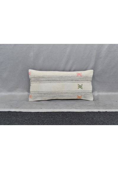 Zehra Abla Halı Yeni El Dokuma Dekoratif Lumbar Kilim Kırlent Yastık Kılıfı 6879 Çok Renkli