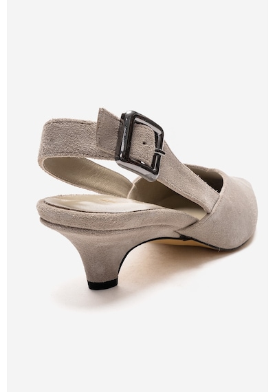 Luvishoes Dıorıs Bej Süet Hakiki Deri Kadın Kısa Topuklu Ayakkabı