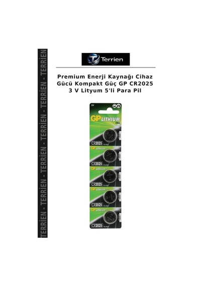 Premium Enerji Kaynağı Cihaz Gücü Kompakt Güç Gp Cr2025 3 V Lityum 5'li Para Pil