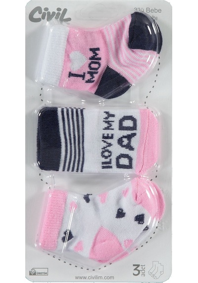Civil Baby Kız Bebek 3'lü Çorap Set Yenidoğan Pembe D3c49191723n1 Pembe