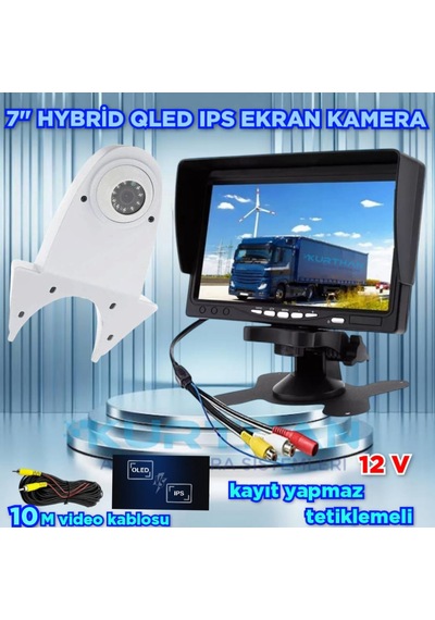 7'' Qled Ips Ekran Ve Beyaz Tepe Kamera Panelvan Uyumlu 12v