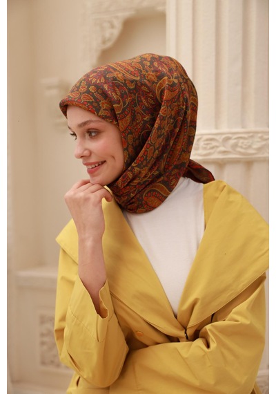 Silk Home Organik Eşarp 79015-16 Asker Yeşili, Turuncu, Yağ Yeşili, Asit