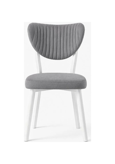 2'li Elma Model Sandalye Gri Kumaş Beyaz Metal Ayaklı Modern Mutfak Ve Salon Sandalyesi Antrasit