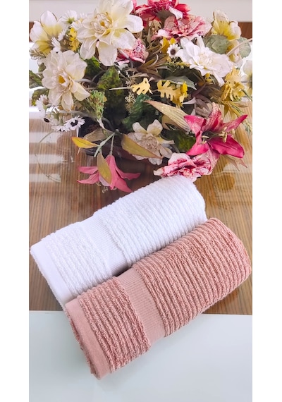 2.li Set Çeyizlik Premium Süper Soft Lüx Cotton 45x70cm. El Ve Yüz Havlusu %100 Pamuk Renkli