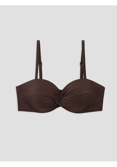 Lcw Dream Kahverengi Balenli Dolgusuz Kadın Büzgülü Bikini Üst