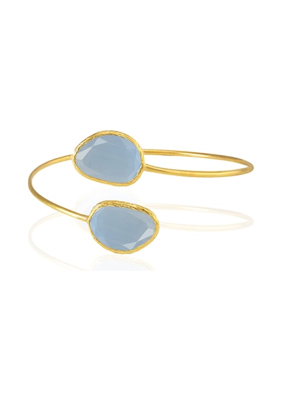 Kadir Jewellery 22 Ayar Altın Kaplama Zirkon Taşlı Ayarlanabilir Trend Bilezik Mavi
