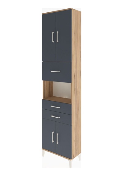 Arges Dolap 3 Raflı 3 Çekmeceli 4 Kapaklı 60x30x243 Çam-antrasit Atlas Çam