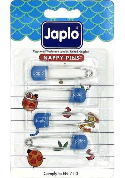Japlo Emniyetli Çengelli Bebek İğnesi 4'lü - Mavi Beyaz