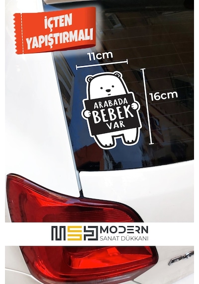Arabada Bebek Var Ayıcık Oto Sticker 11 16 Cm