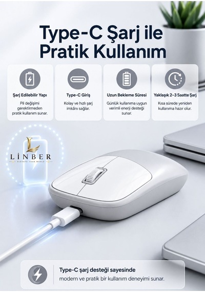 Şarjlı Kablosuz Gri Mouse Bluetooth + 2.4g Çift Modlu Type-c Şarjlı Sessiz Tuşlu Ergonomik Optik 1200/1600 Dpı Taşınabilir Mouse Çok Renkli Diğer Şarjlı Kablosuz Gri Mouse Bluetooth + 2.4g Çift Modlu Type-c Şarjlı Sessiz Tuşlu Ergonomik Optik 1200/1600 Dpı Taşınabilir Mouse Çok Renkli Diğer