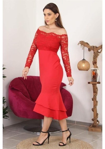 Dip Moda Dipmoda Kadın Yeni Sezon Eteği Kat Kat Dantel Detaylı Midi Abiye Elbise Swll03 Kırmızı Dip Moda Dipmoda Kadın Yeni Sezon Eteği Kat Kat Dantel Detaylı Midi Abiye Elbise Swll03 Kırmızı
