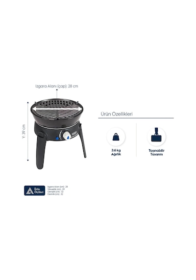 Aygaz Safari Chef 30 Lp Barbekü - Tüplü Gümüş - Siyah