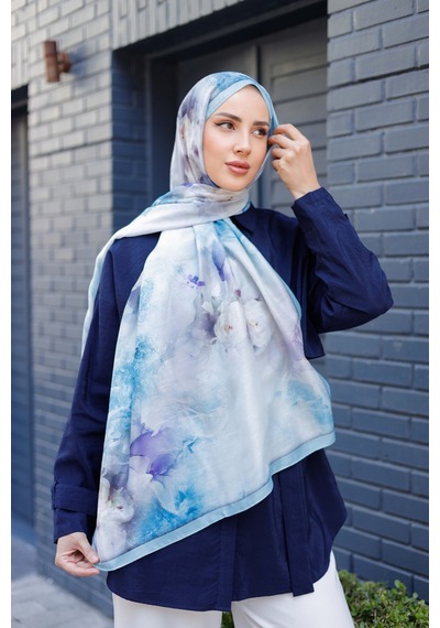 Mimiyum Simple Roses Soft Şal Turkuaz