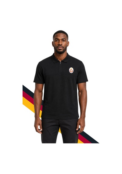 Galatasaray Lisanslı Polo Yaka Siyah T-shirt