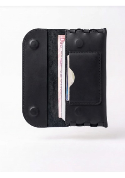 Vintage Leather Craft Hakiki Deri Erkek El Portföyü Siyah
