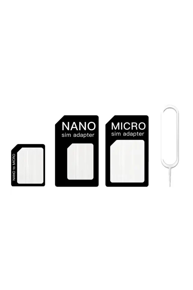 Mikro Standart Tam Boyut Nano Ve Micro Sim Kart Aparatı, Dönüştürücü Sim Adaptörü 4'lü Set Çevirici 3in1
