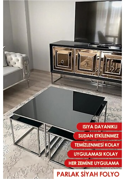 Siyah Parlak Yapışkanlı Folyo Çok Amaçlı 120cm