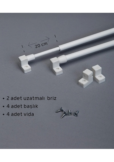 60- 80 Cm Briz Çubuğu Ayarlanabilir 2 Adet Alüminyum Perde Borusu